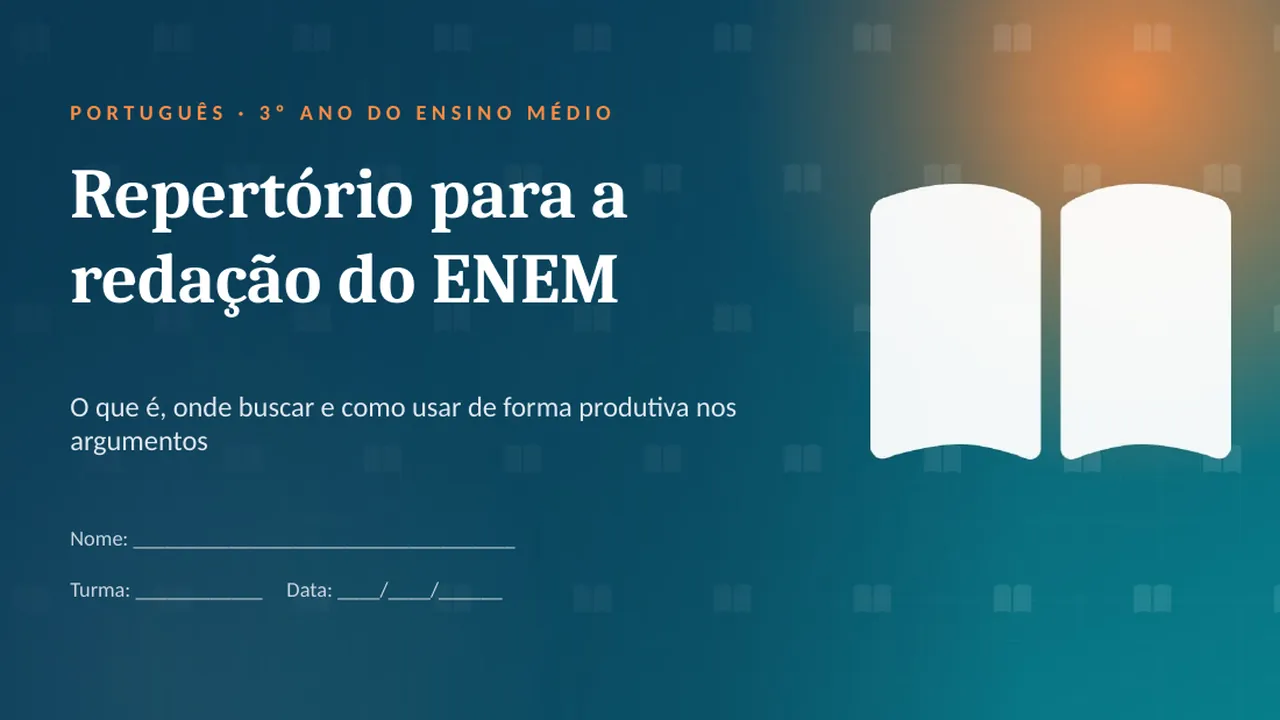 Capa da apresentação Repertório para a redação do ENEM