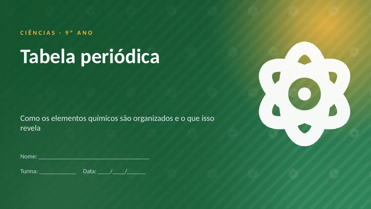 Capa da apresentação Tabela periódica